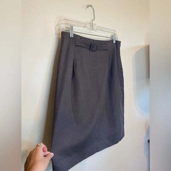 NWOT Rebecca Taylor|| Grey Pencil Skirt with buckle. Cotton and Linen. - Picture 2 of 6